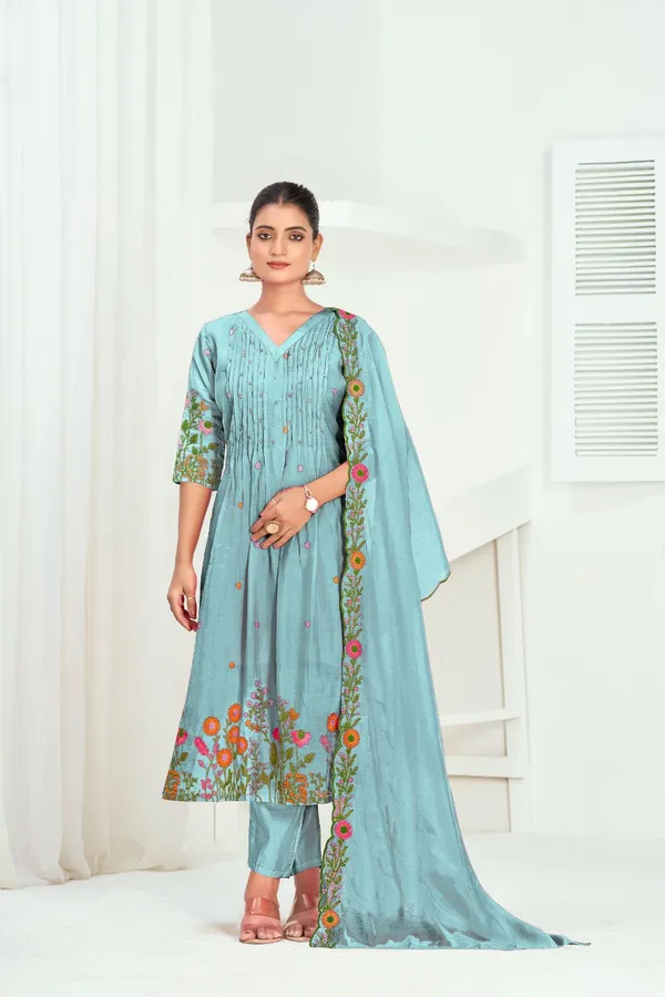 Ice_And_Blue_Chanderi_Silk_Premium_Kurta_Sets_For_Women