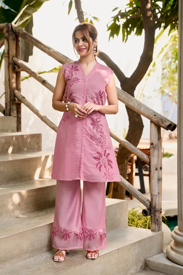 Pink_Chanderi_Premium_Co_Ord_Set_For_Women