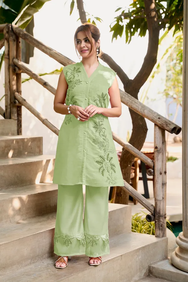 Green_Chanderi_Premium_Co_Ord_Set_For_Women