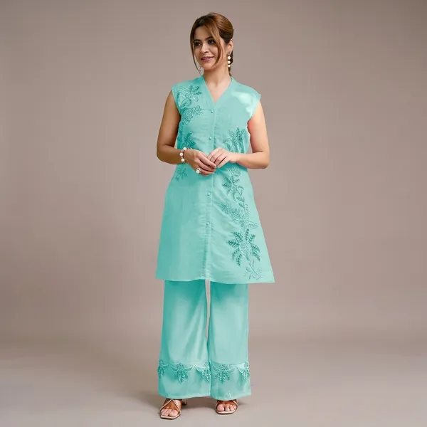 Blue_Chanderi_Premium_Co_Ord_Set_For_Women