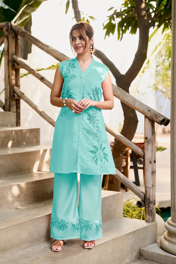 Blue_Chanderi_Premium_Co_Ord_Set_For_Women