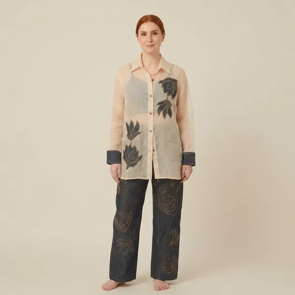 White_Organza_Premium_Shirt_&_Trouser_Set_For_Women