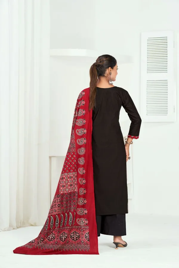 Black_And_Red_Pure_Cotton_Premium_Kurta_Sets_For_Women