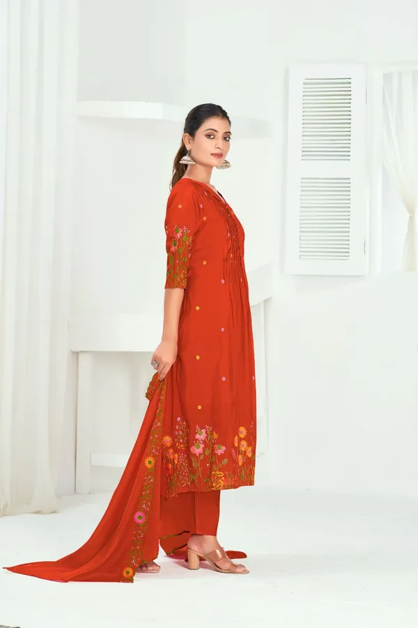 Rust_Orange_Chanderi_Silk_Premium_Kurta_Sets_For_Women
