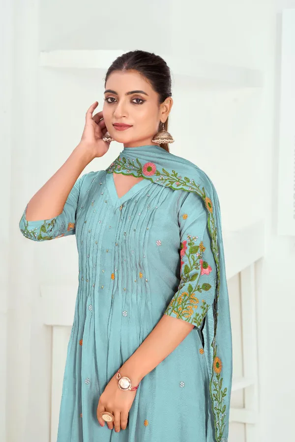 Ice_And_Blue_Chanderi_Silk_Premium_Kurta_Sets_For_Women