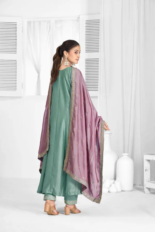 Sea_Green_Organza_Silk_Premium_Kurta_Sets_For_Women