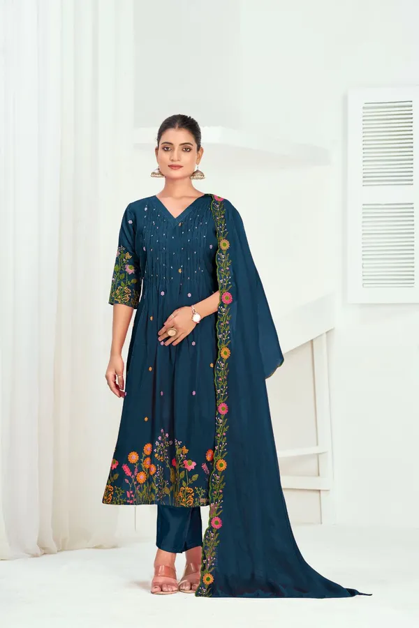 Navy_Blue_Chanderi_Silk_Premium_Kurta_Sets_For_Women