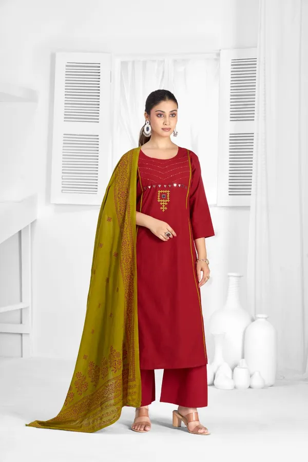 Red_Pure_Cotton_Premium_Kurta_Sets_For_Women