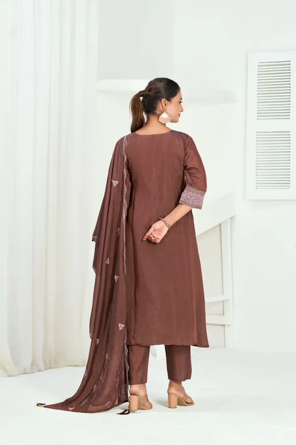 Coffee_Brown_Chanderi_Silk_Premium_Kurta_Sets_For_Women