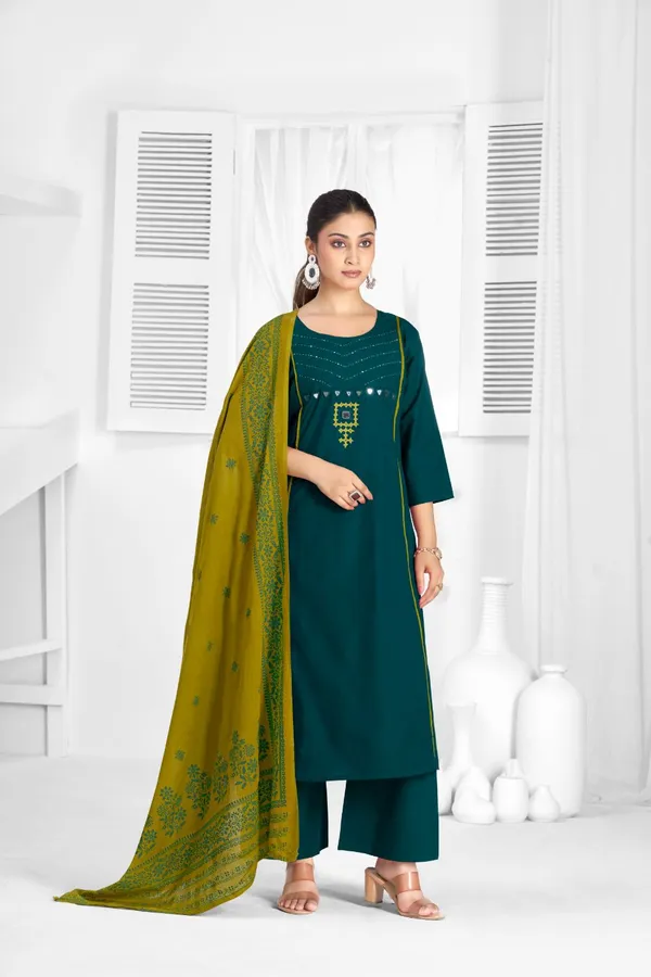 Dark_Green_Pure_Cotton_Premium_Kurta_Sets_For_Women