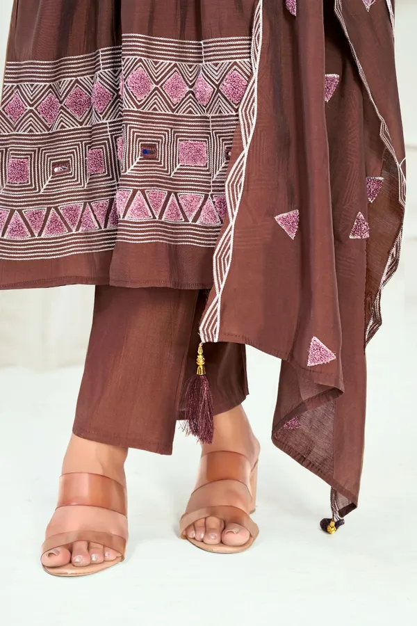 Coffee_Brown_Chanderi_Silk_Premium_Kurta_Sets_For_Women