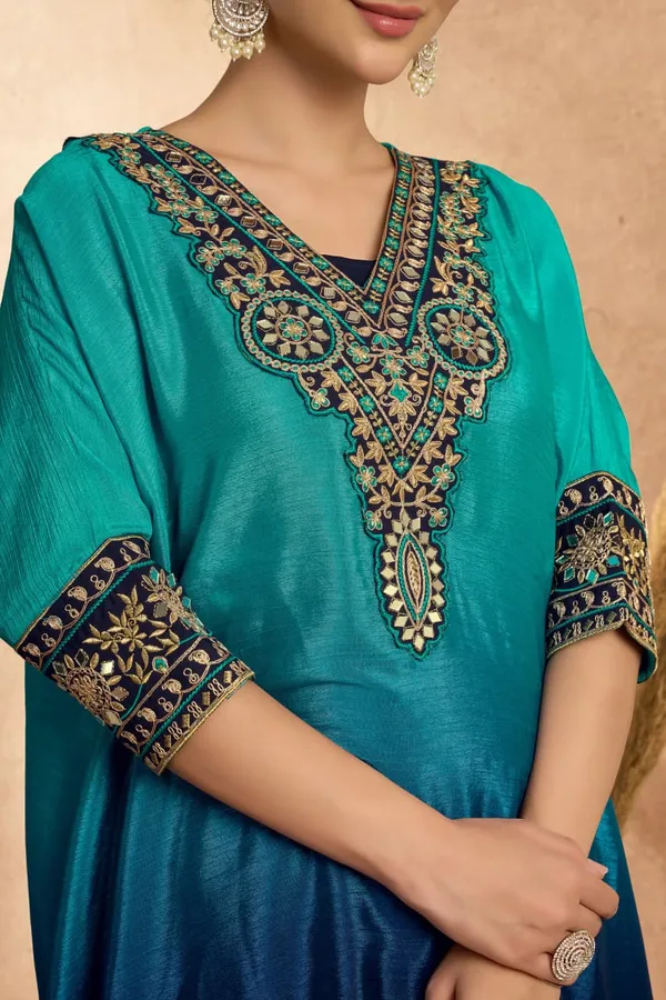 Blue_And_Black_Chinon_Premium_Kurta_Sets_For_Women