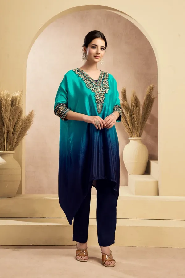 Blue_And_Black_Chinon_Premium_Kurta_Sets_For_Women