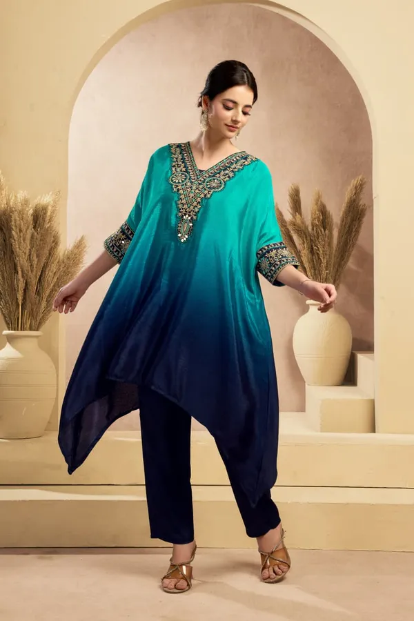 Blue_And_Black_Chinon_Premium_Kurta_Sets_For_Women