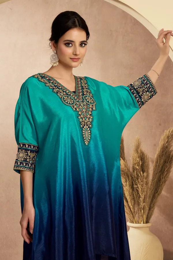 Blue_And_Black_Chinon_Premium_Kurta_Sets_For_Women