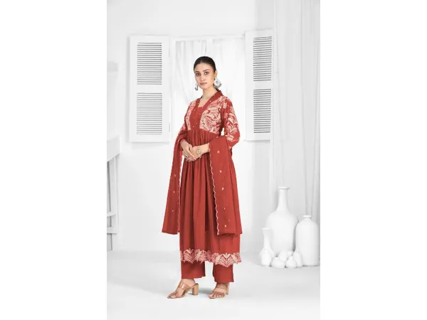 Maroon_Mul_Cotton_Premium_Kurta_Sets_For_Women