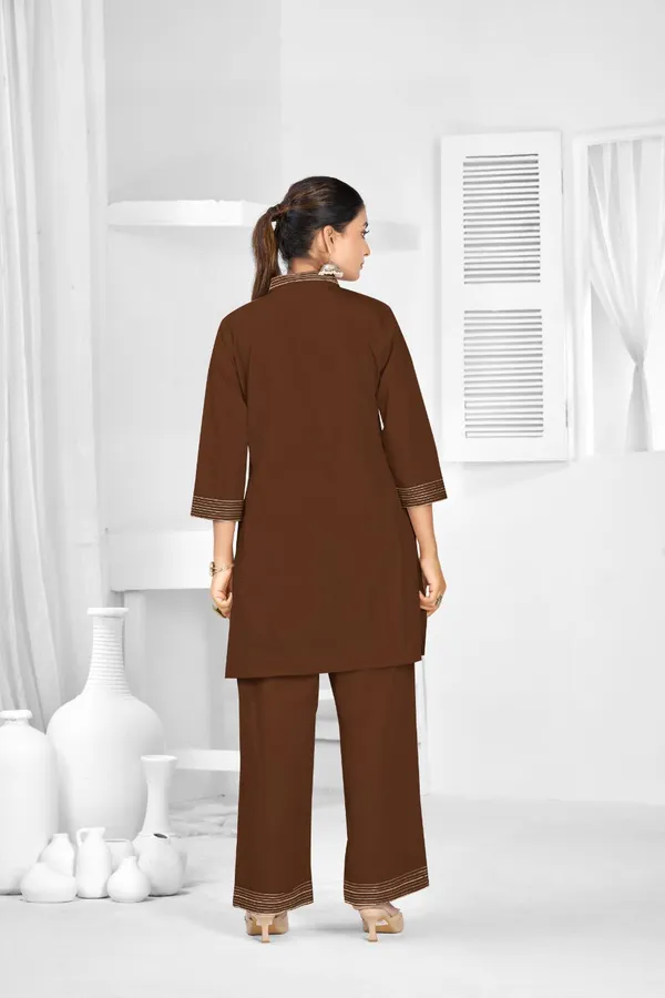 Camel_Brown_Pure_Cotton_Premium_Co_Ord_Set_For_Women