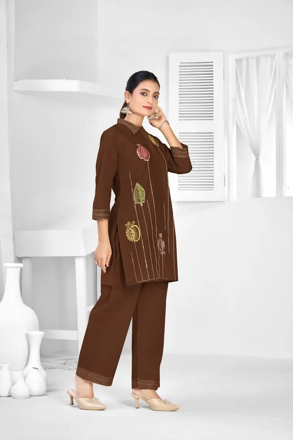 Camel_Brown_Pure_Cotton_Premium_Co_Ord_Set_For_Women