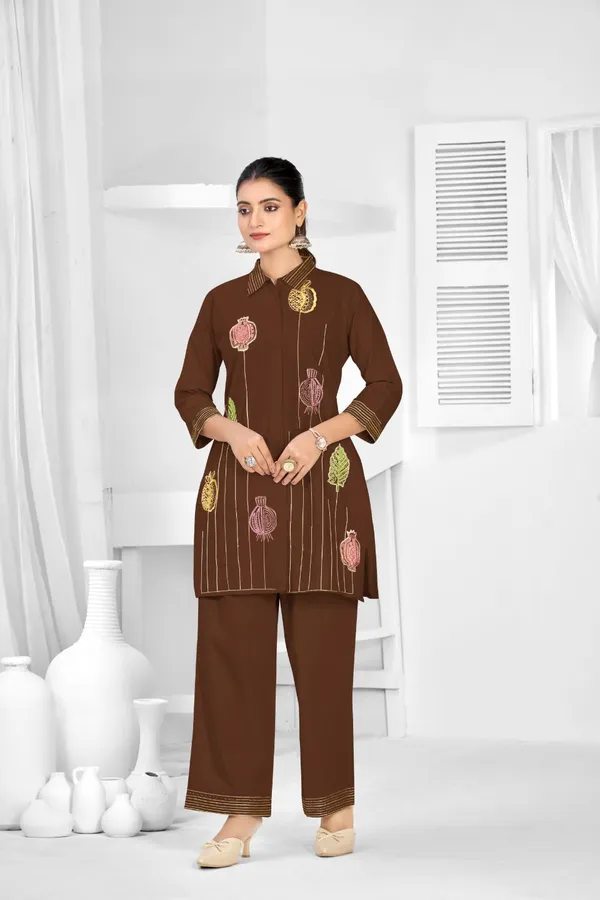 Camel_Brown_Pure_Cotton_Premium_Co_Ord_Set_For_Women