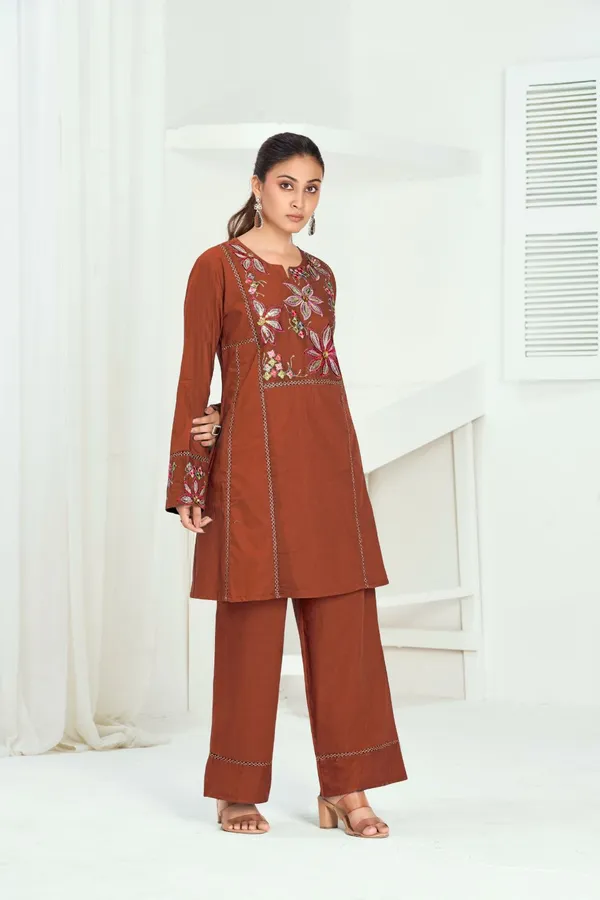 Brown_Pure_Cotton_Premium_Co_Ord_Set_For_Women