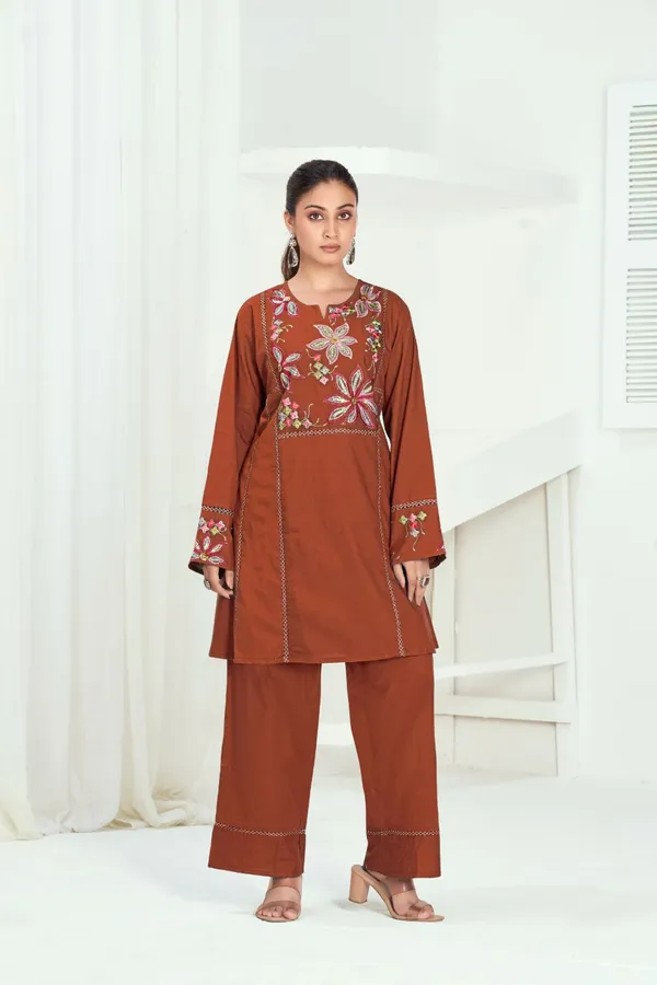 Brown_Pure_Cotton_Premium_Co_Ord_Set_For_Women