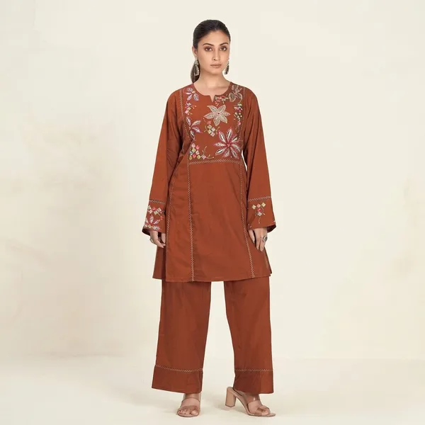 Brown_Pure_Cotton_Premium_Co_Ord_Set_For_Women