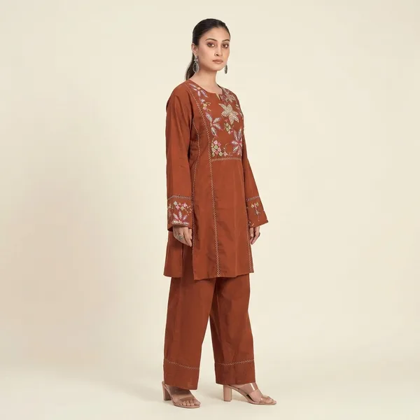 Brown_Pure_Cotton_Premium_Co_Ord_Set_For_Women