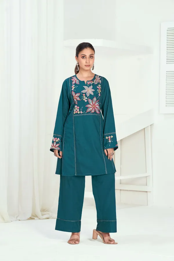 Teal_Pure_Cotton_Premium_Co_Ord_Set_For_Women
