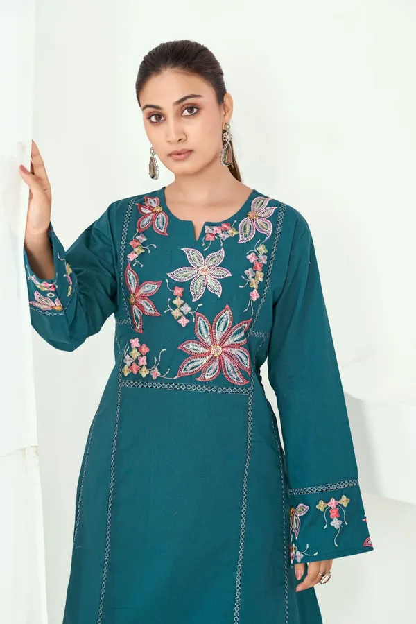 Teal_Pure_Cotton_Premium_Co_Ord_Set_For_Women