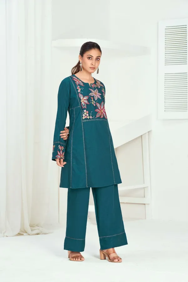 Teal_Pure_Cotton_Premium_Co_Ord_Set_For_Women