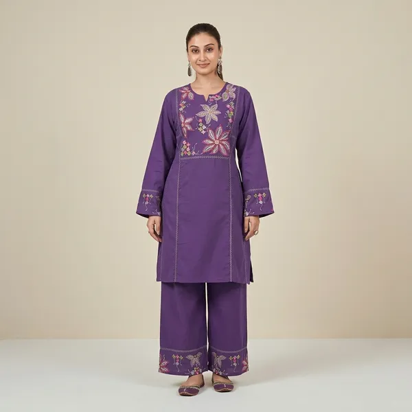Purple_Pure_Cotton_Premium_Co_Ord_Set_For_Women