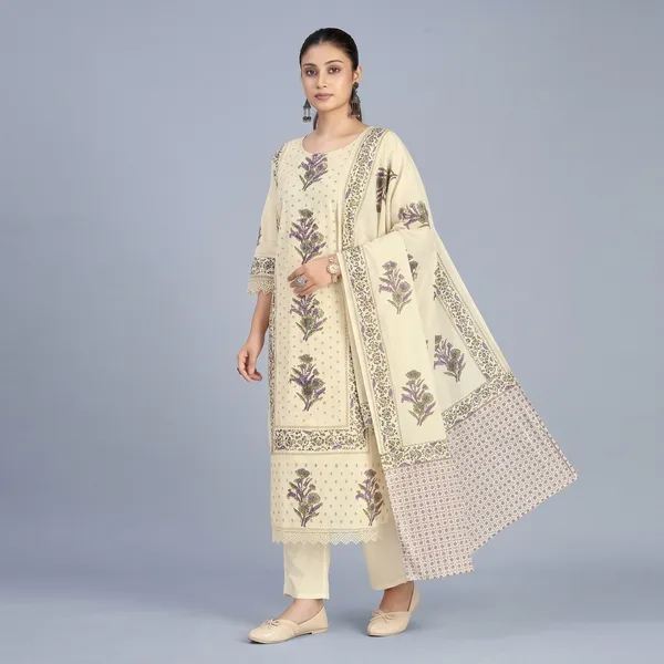 Cream_Pure_Cotton_Premium_Kurta_Sets_For_Women