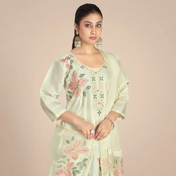 White_Organza_Silk_Premium_Kurta_Sets_For_Women