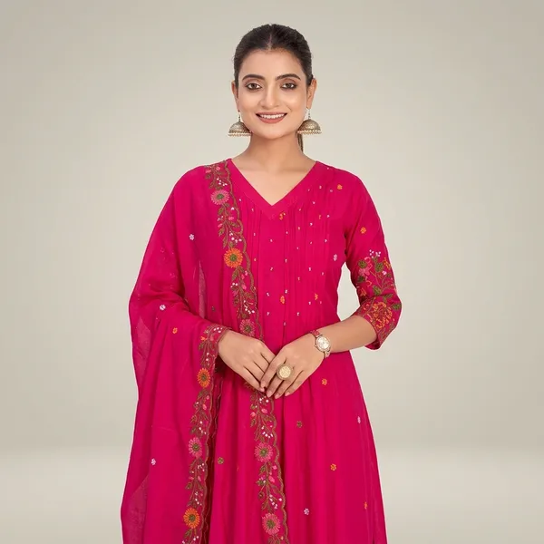 Rose_Pink_Chanderi_Silk_Premium_Kurta_Sets_For_Women