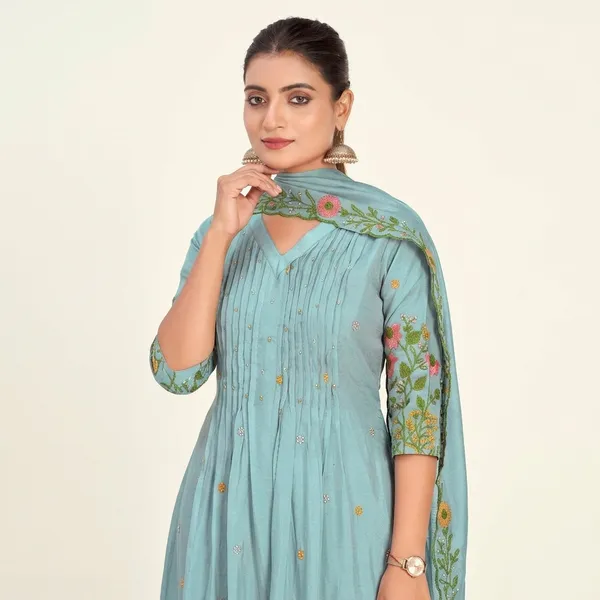 Ice_And_Blue_Chanderi_Silk_Premium_Kurta_Sets_For_Women