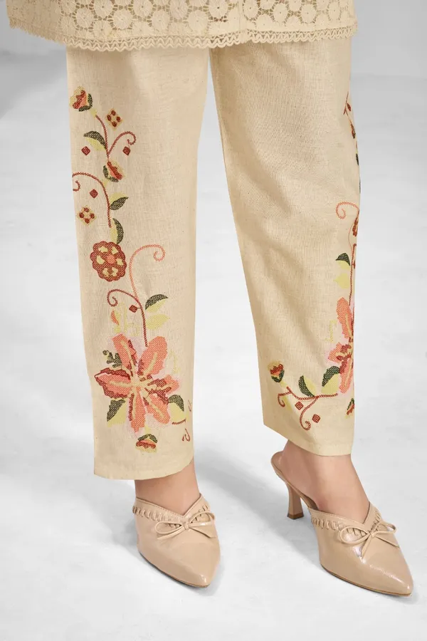 Cream_Pure_Cotton_Premium_Co_Ord_Set_For_Women