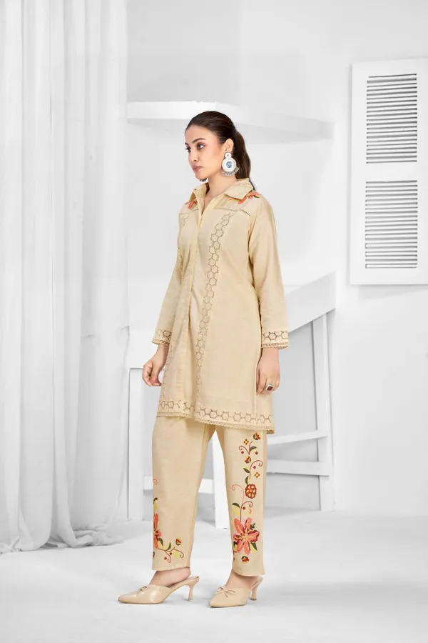 Cream_Pure_Cotton_Premium_Co_Ord_Set_For_Women