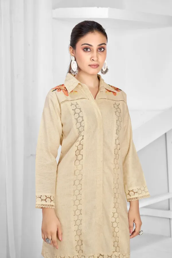 Cream_Pure_Cotton_Premium_Co_Ord_Set_For_Women