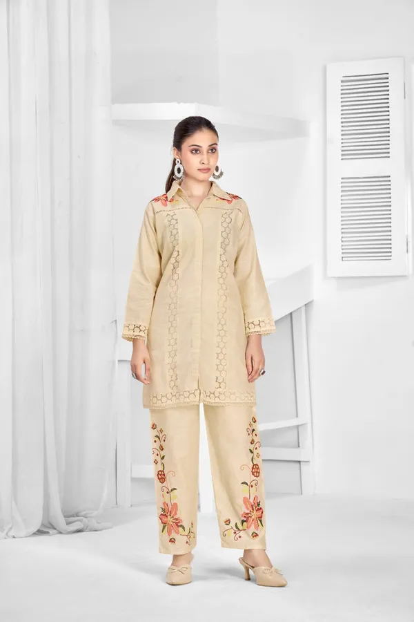 Cream_Pure_Cotton_Premium_Co_Ord_Set_For_Women