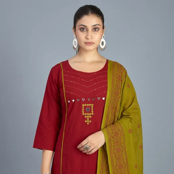Red_Pure_Cotton_Premium_Kurta_Sets_For_Women