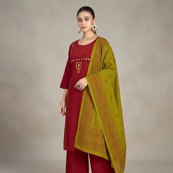 Red_Pure_Cotton_Premium_Kurta_Sets_For_Women