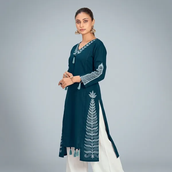 Teal_Blue_Pure_Cotton_Premium_Kurta_Sets_For_Women
