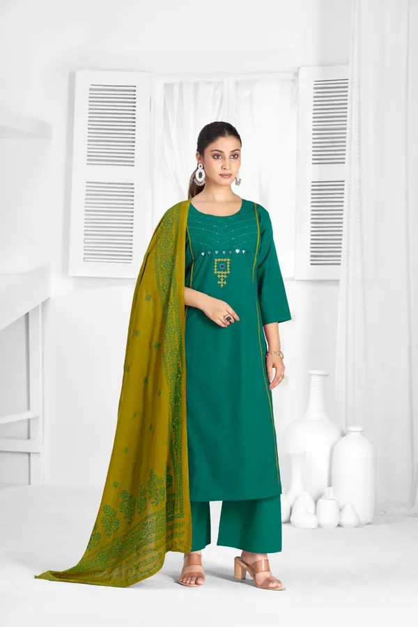 Turquoise_Blue_Pure_Cotton_Premium_Kurta_Sets_For_Women