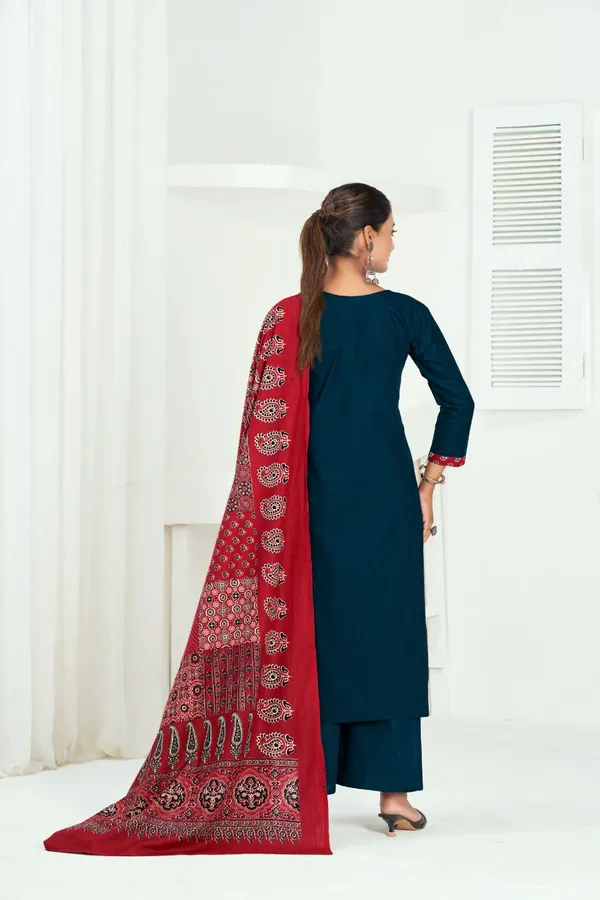 Navy_Blue_And_Red__Pure_Cotton_Premium_Kurta_Sets_For_Women