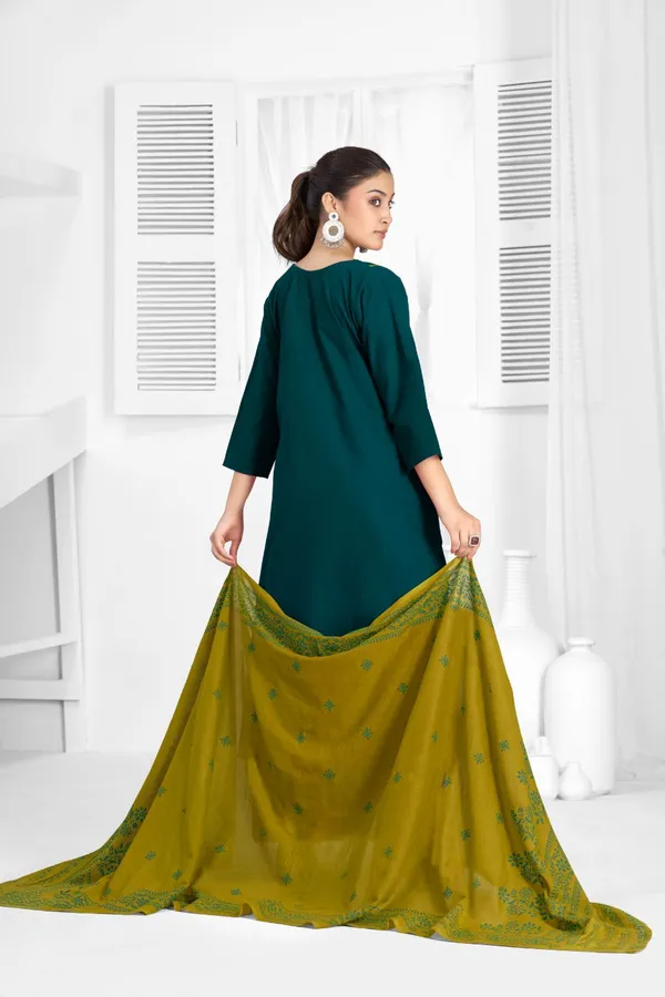 Dark_Green_Pure_Cotton_Premium_Kurta_Sets_For_Women