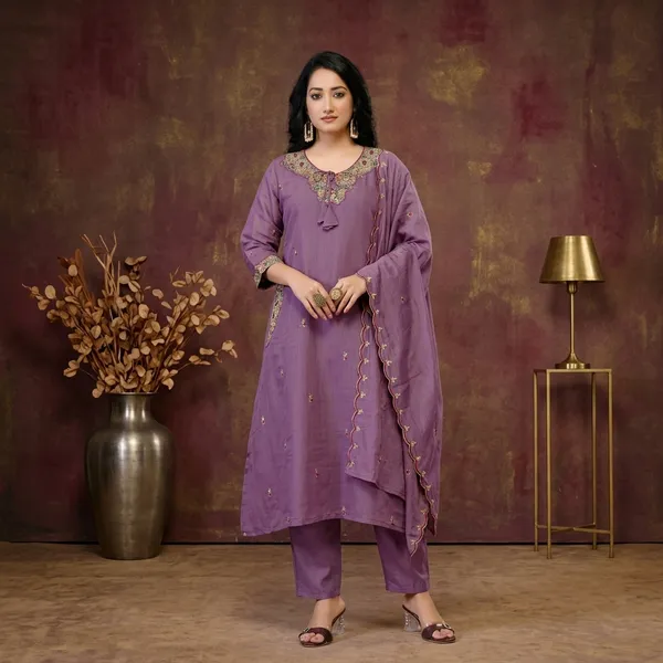 Lavender_Chanderi_Silk_Premium_Kurta_Sets_For_Women