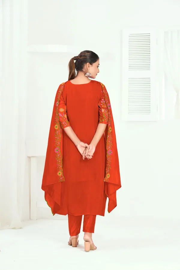 Rust_Orange_Chanderi_Silk_Premium_Kurta_Sets_For_Women