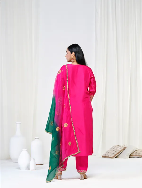 Rani_Pink_Silk_Blend_Premium_Kurta_Sets_For_Women