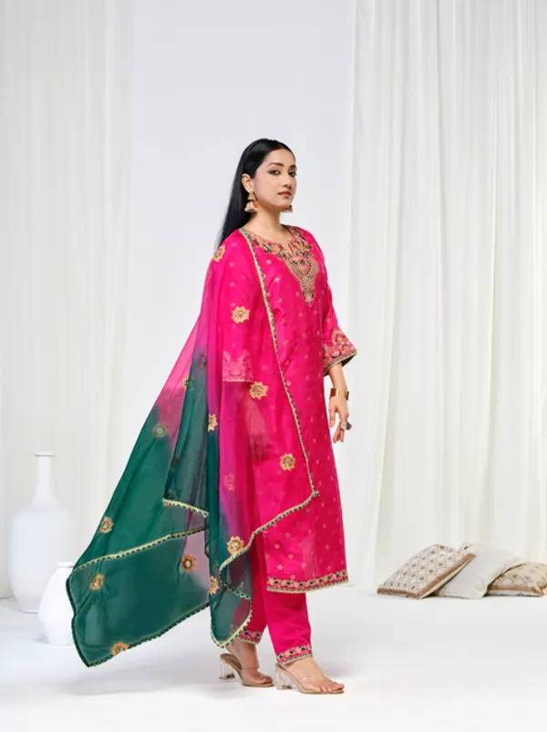 Rani_Pink_Silk_Blend_Premium_Kurta_Sets_For_Women