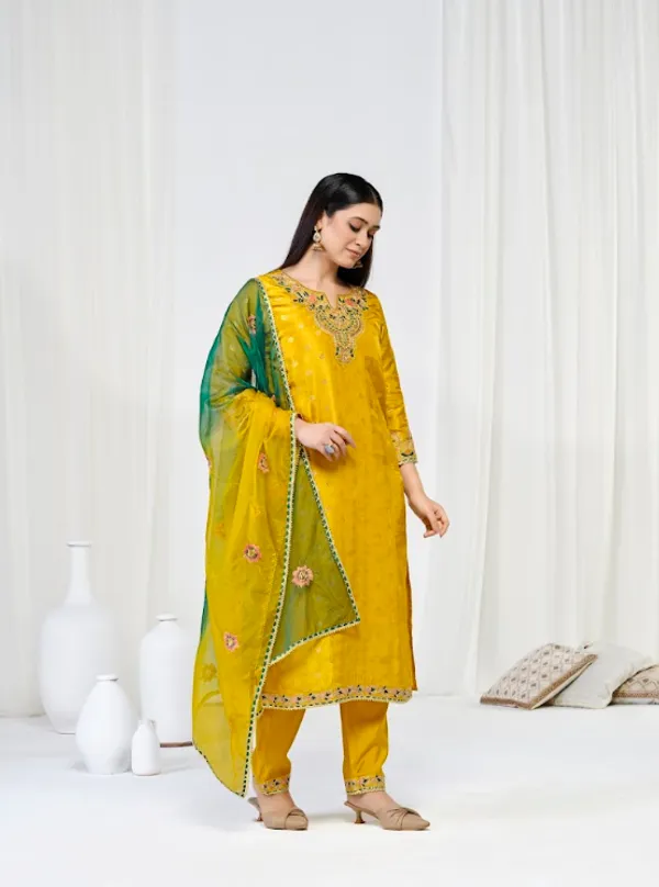 Mustard_Yellow_Silk_Blend_Premium_Kurta_Sets_For_Women